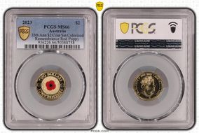 2023 $2 35th Ann $2 Coin Set Colorized Remembrance Red Poppy MS66