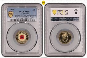 2023 $2 35th Ann $2 Coin Set Colorized Remembrance Red Poppy MS67