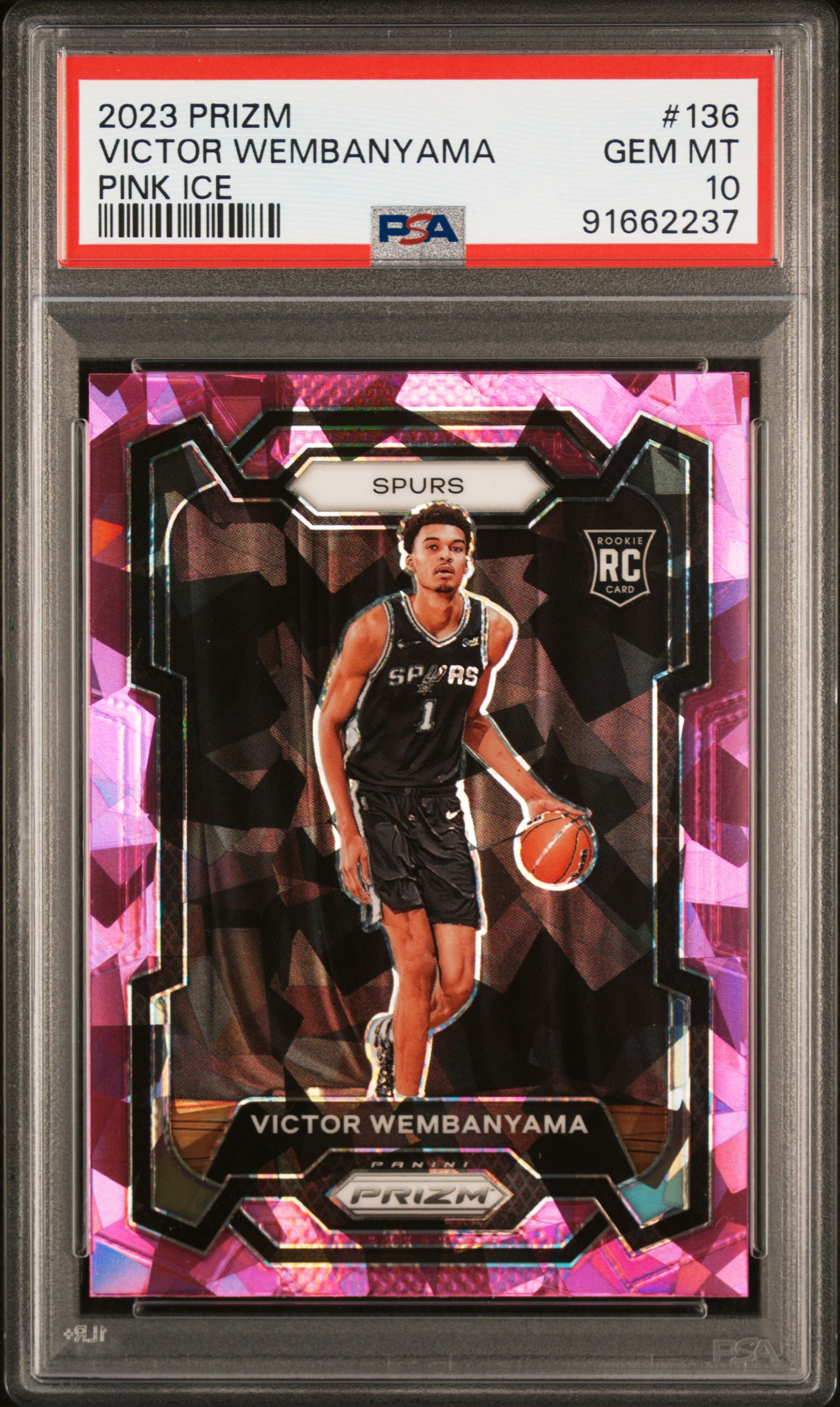 2023 Panini Prizm Victor Wembanyama #136 (Pink Ice) Gem Mt 10 front