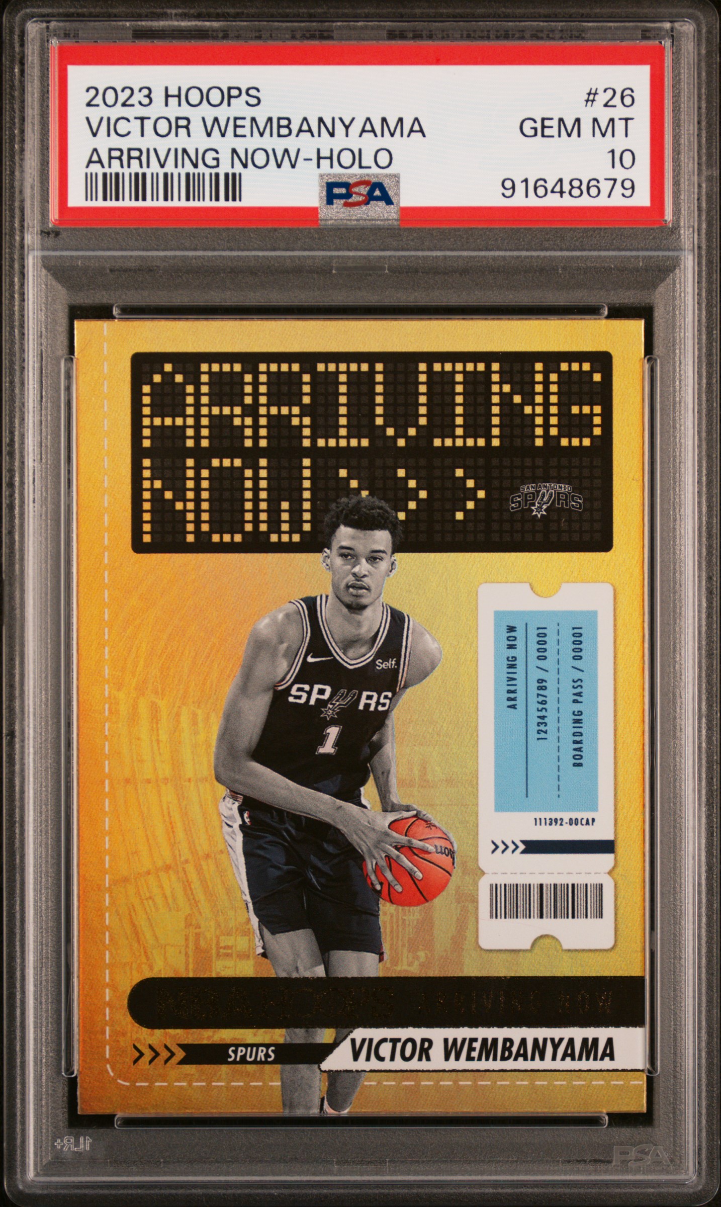 2023 Panini Nba Hoops Arriving Now Victor Wembanyama #26 (Arriving Now-Holo) Gem Mt 10 front