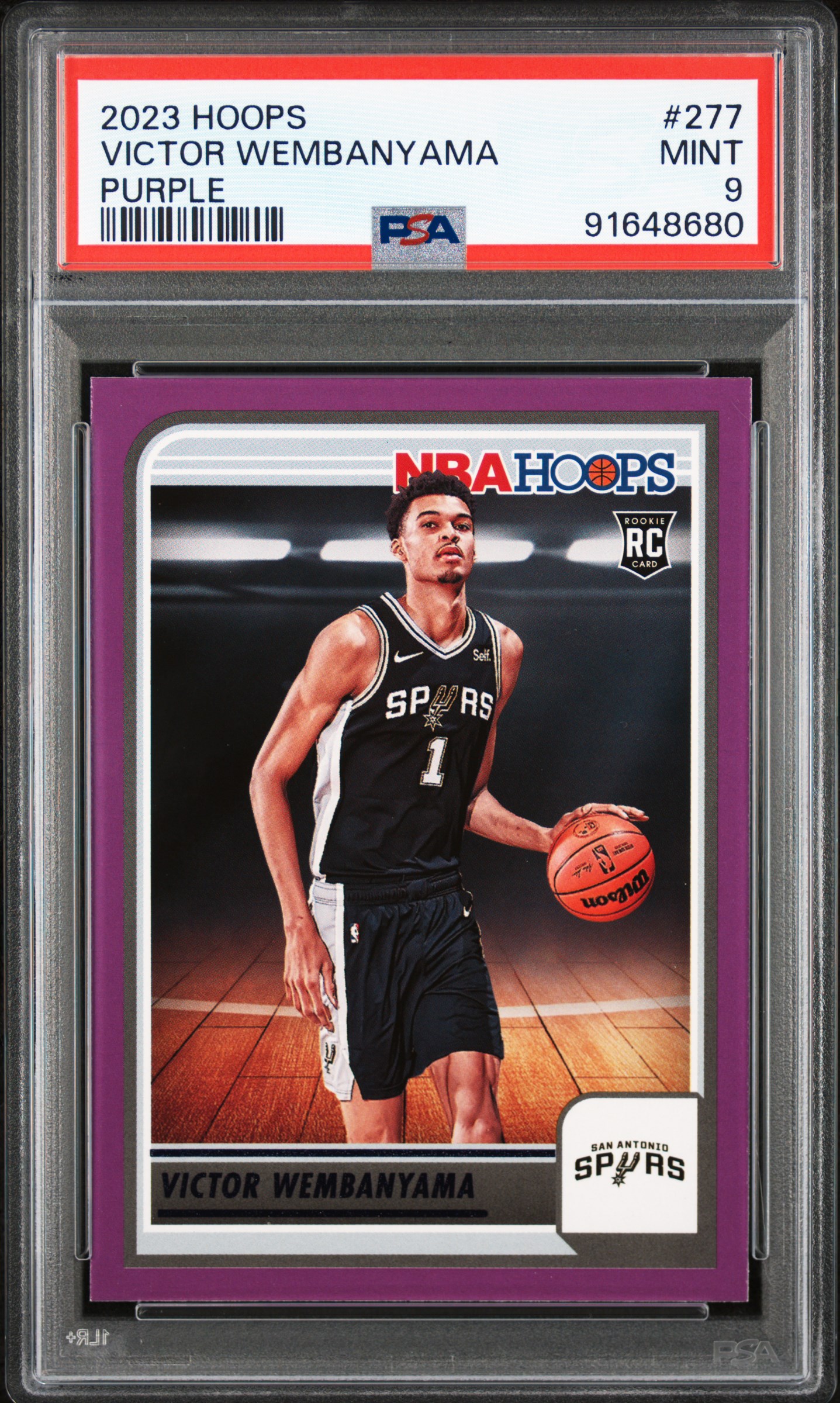 2023 Panini Nba Hoops Victor Wembanyama #277 (Purple) Mint 9 front