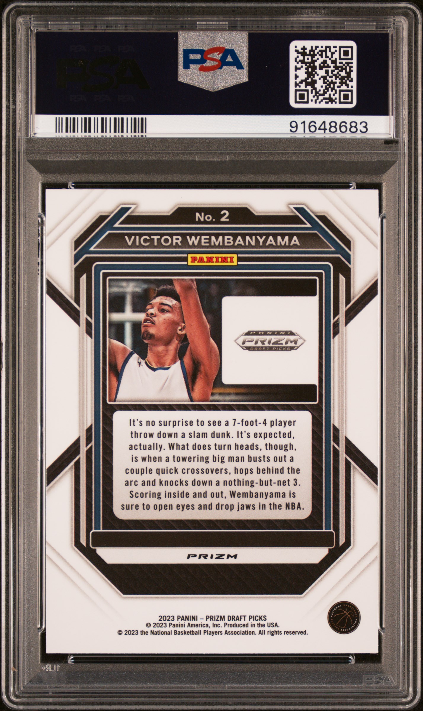 2023 Panini Prizm Draft Picks Victor Wembanyama #2 (Green Prizm) Mint 9 back