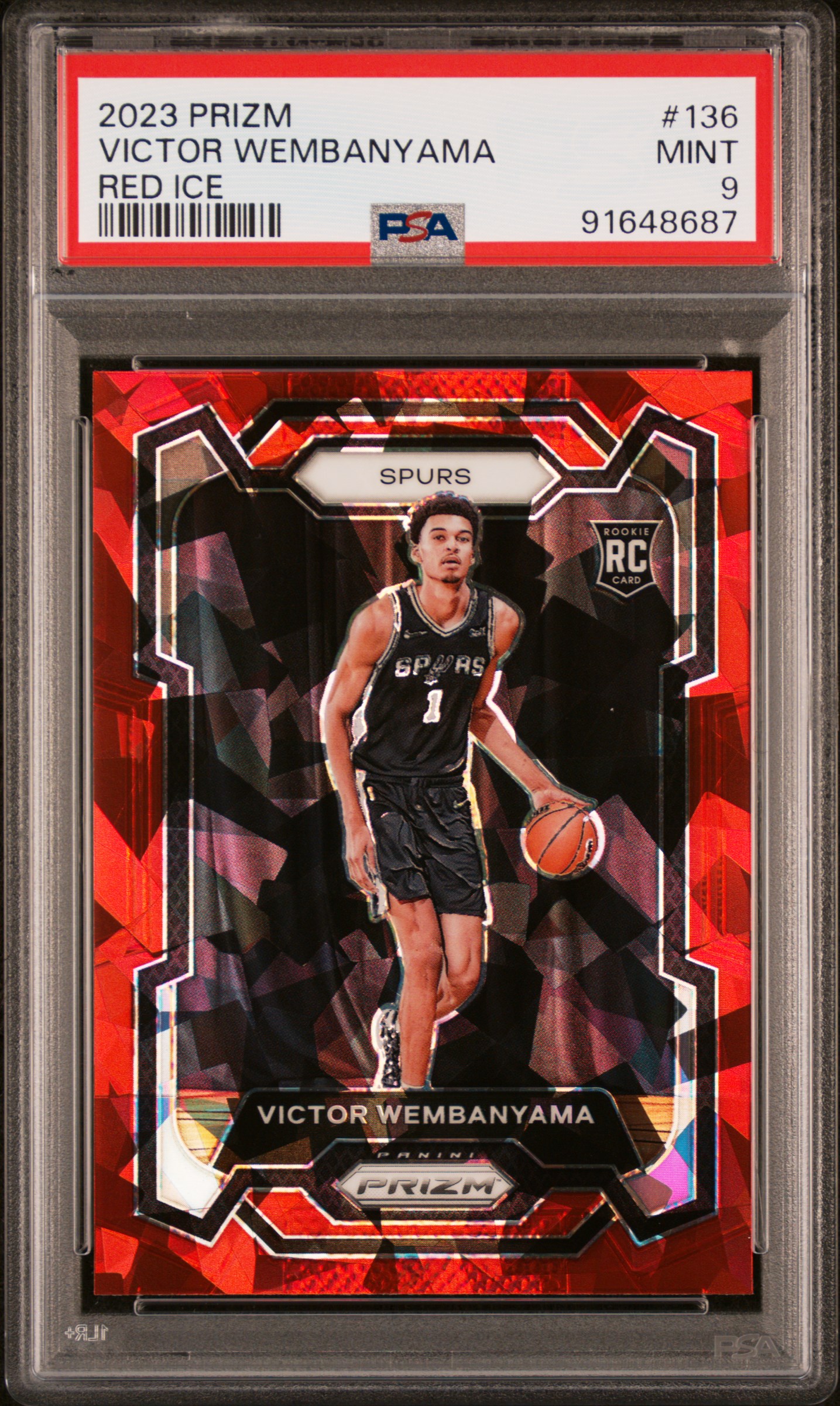 2023 Panini Prizm Victor Wembanyama #136 (Red Ice) Mint 9 front