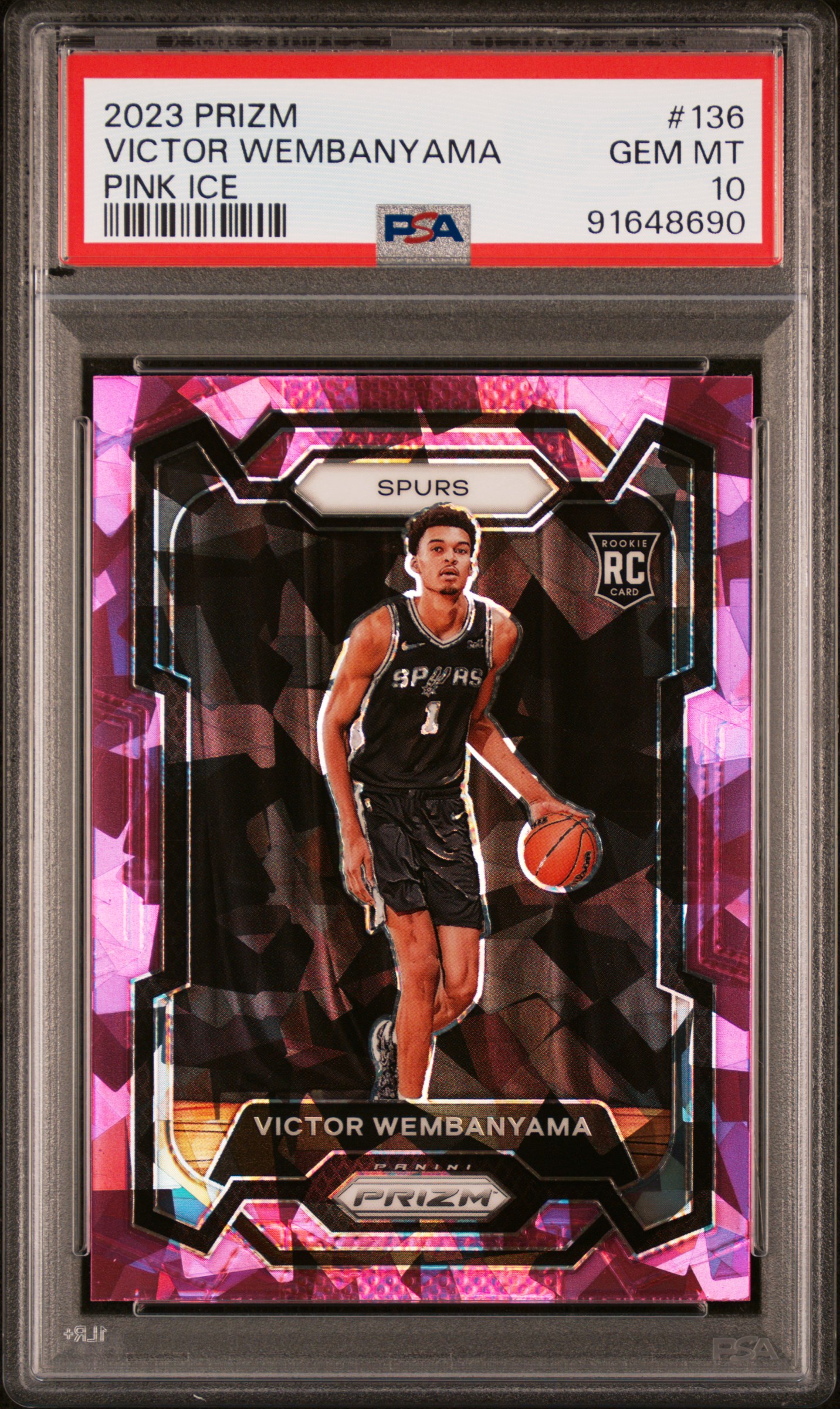 2023 Panini Prizm Victor Wembanyama #136 (Pink Ice) Gem Mt 10 front