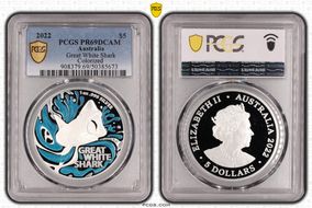 2022 $5 Great White Shark Colorized PR69DCAM