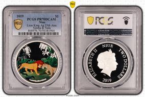 2019 $2 Lion King Ag 25th Ann. Simba & Nala PR70DCAM