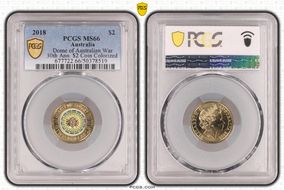 2018 $2 Dome of Australian War 30th Ann. $2 Coin Colorized MS66