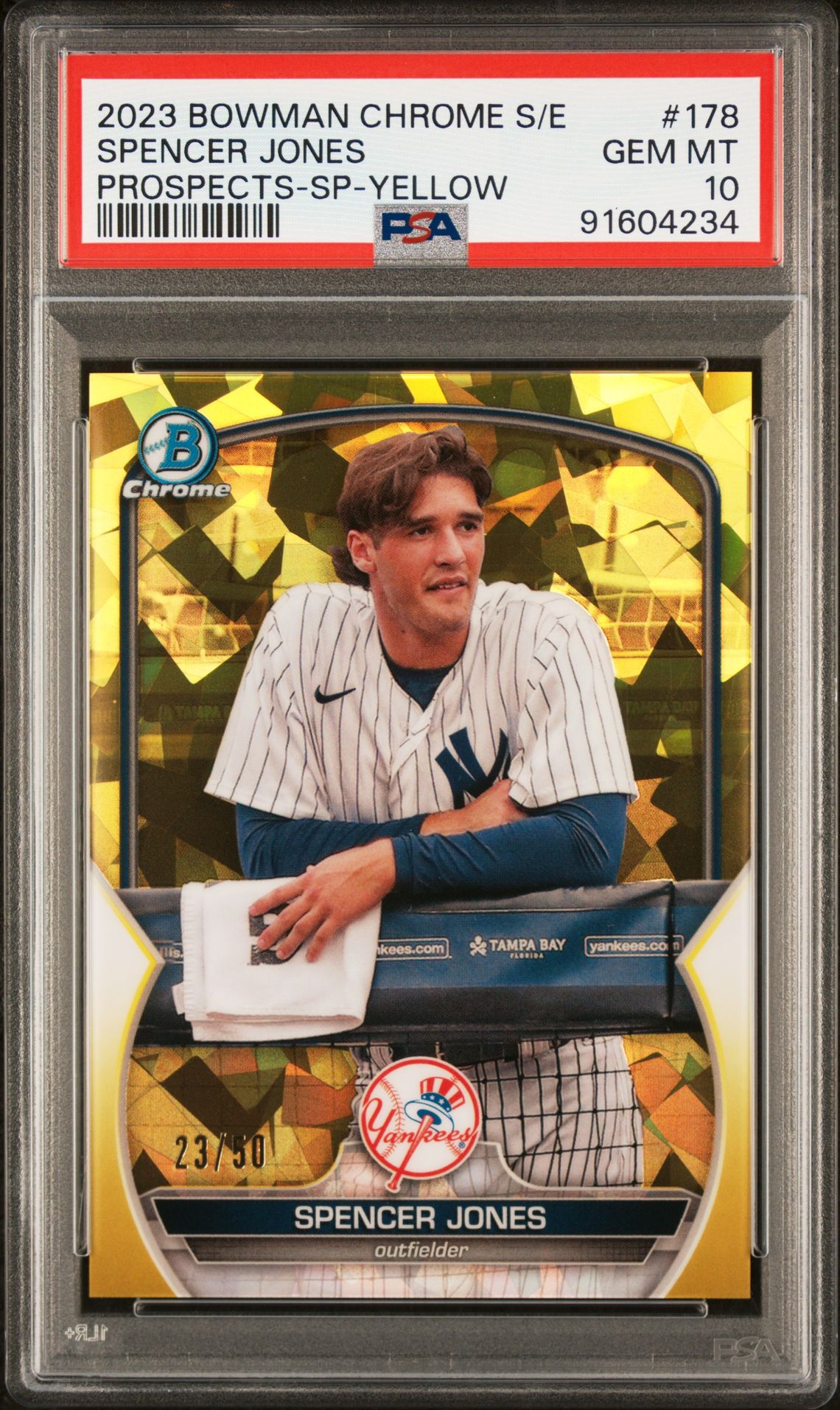 2023 Bowman BOWMAN CHROME SAPPHIRE EDITION PROSPECTS SP-YELLOW #178 Spencer Jones front