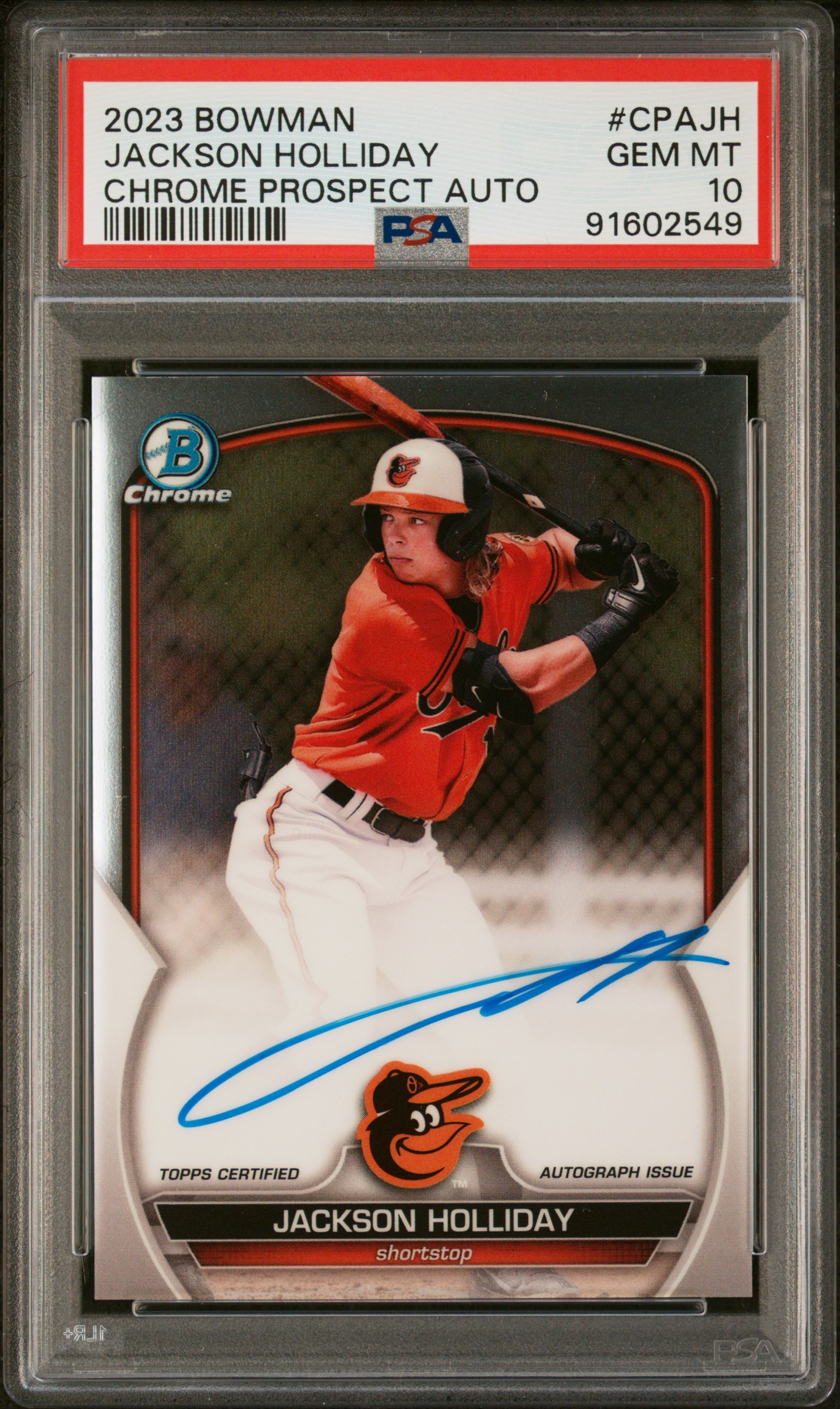 Jackson Holliday 2023 Bowman Chrome Prospect Autographs