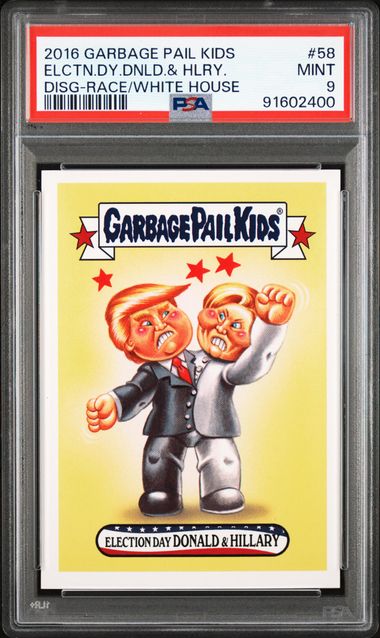 2016 Garbage Pail Kids GARBAGE PAIL KIDS DISG-RACE TO THE WHITE HOUSE RACE/WHITE HOUSE #58 Elctn.Dy.Dnld.& Hlry. front