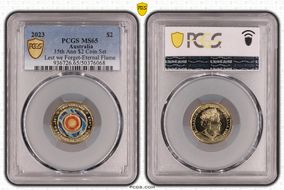 2023 $2 35th Ann $2 Coin Set Colorized Lest we Forget-Eternal Flame MS65