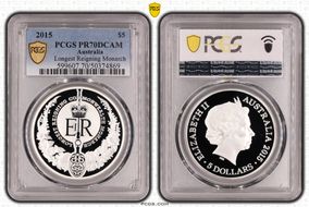 2015 $5 Longest Reigning Monarch PR70DCAM