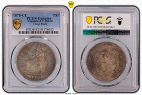1875-CC T$1 Chopmarked N1