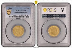 1866 4 Peso KM-144 AU53