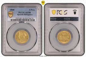 1868 4 Peso KM-144 AU50