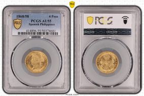 1868/58 4 Peso KM-144 AU55