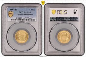 1868/58 4 Peso KM-144 AU58