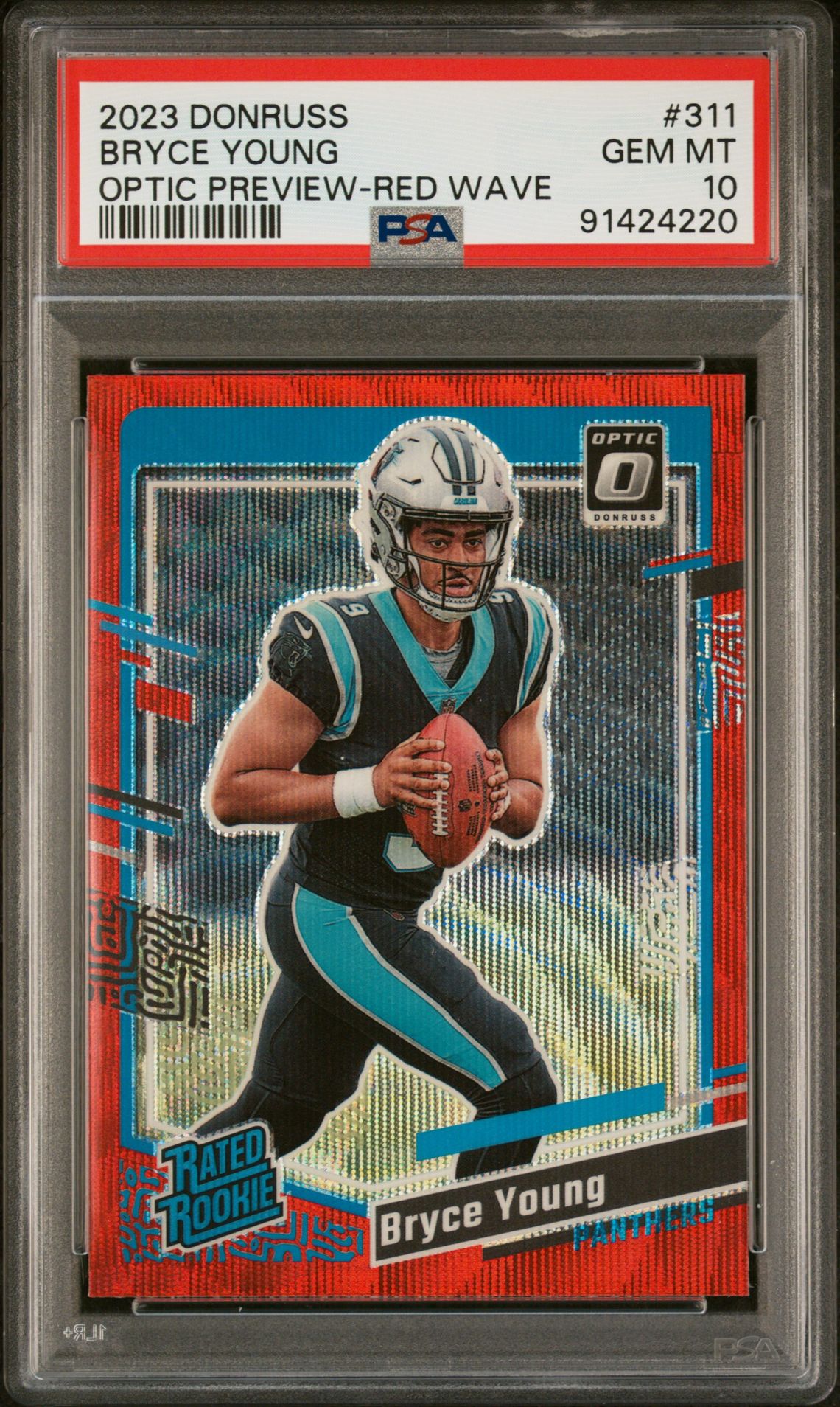 2023 Panini Donruss Bryce Young #311 (Optic Preview-Red Wave) Gem Mt 10 front