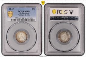 1849 25C William II - Dot KM-76  Ag MS64