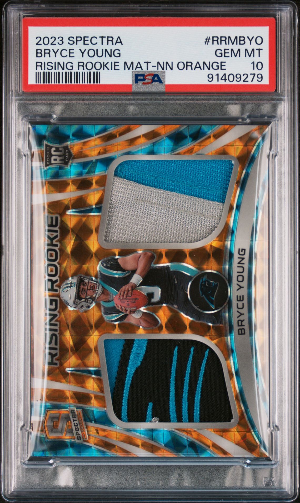 2023 Panini Spectra Rising Rookie Materials Bryce Young #Rrmbyo (Rising Rookie Mat-Nn Orange) Gem Mt 10 front