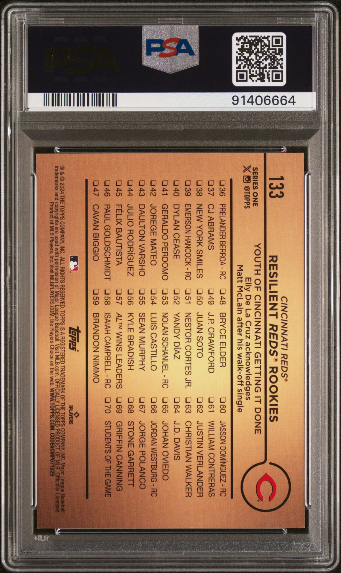 2024 Topps Mclain/De La Cruz #133 (Golden Mirror) Gem Mt 10 back