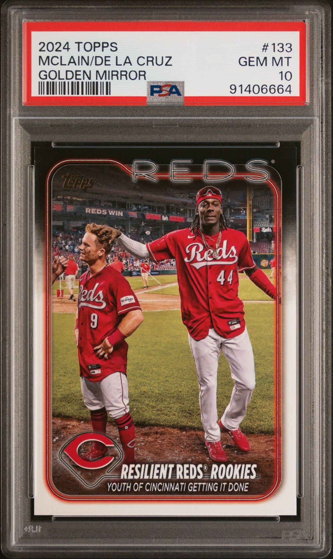 2024 Topps Mclain/De La Cruz #133 (Golden Mirror) Gem Mt 10 front