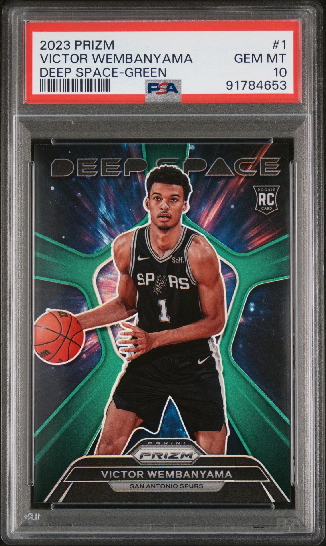 2023 Panini Prizm Deep Space Victor Wembanyama #1 (Deep Space-Green Prizm) Gem Mt 10 front