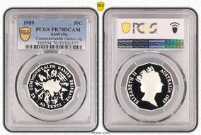 1989 50C Commonwealth Games Ag PR70DCAM
