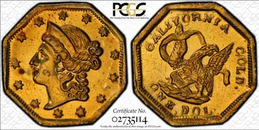 (1853) G$1 BG-501, "Humbert" Eagle MS63