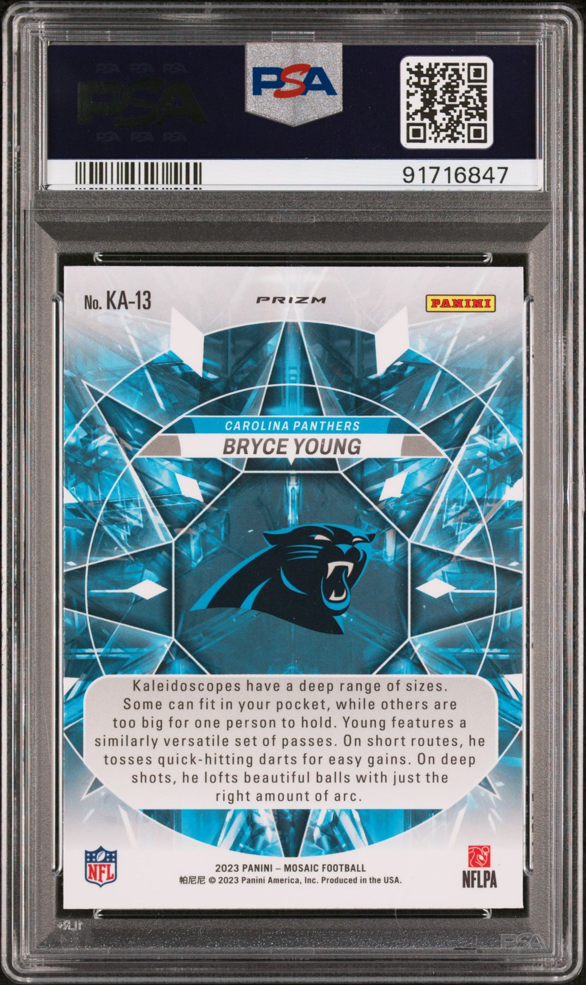 2023 Panini Mosaic Kaleidoscopic Bryce Young #Ka13 Gem Mt 10 back