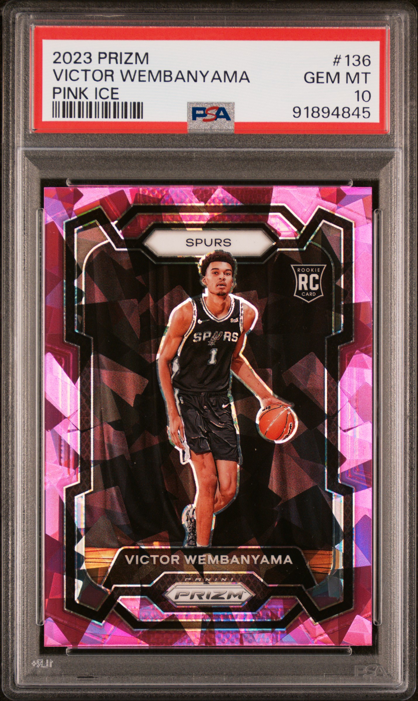 2023 Panini Prizm Victor Wembanyama #136 (Pink Ice) Gem Mt 10 front