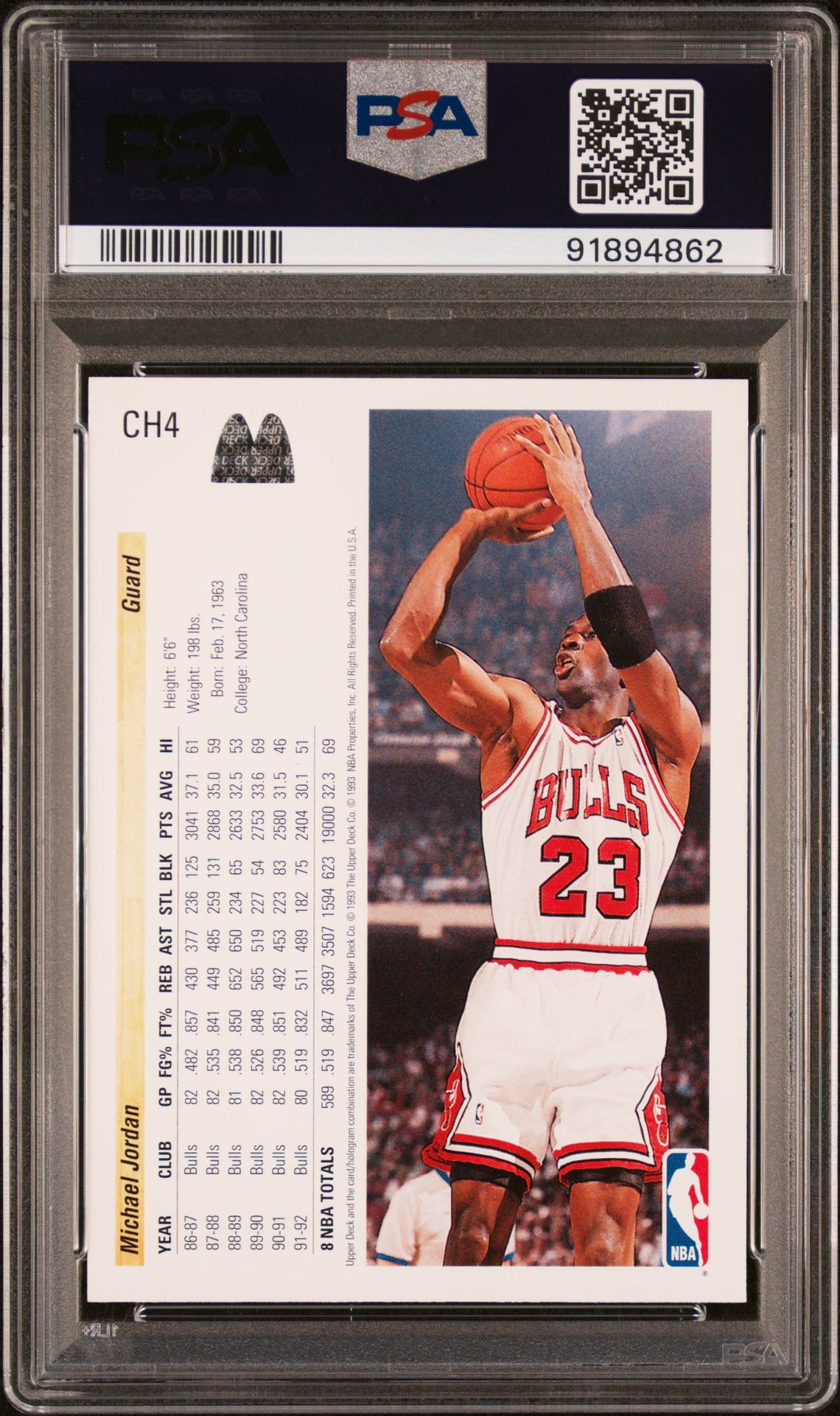 1992 Upper Deck Mcdonald's Michael Jordan #Ch4 (Chicago Bulls) Gem Mt 10 back