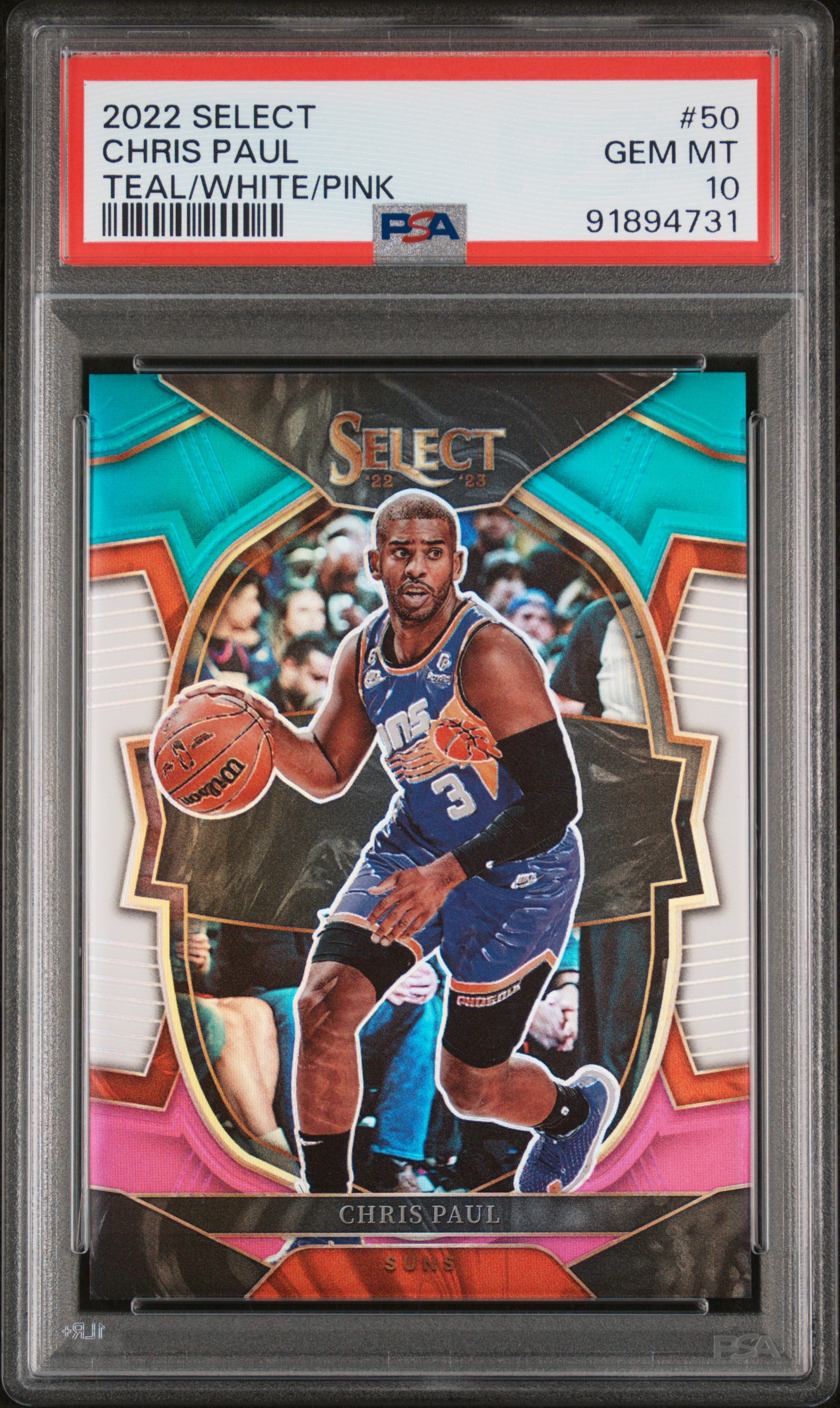 2022 Panini Select Chris Paul #50 (Teal/White/Pink) Gem Mt 10 front