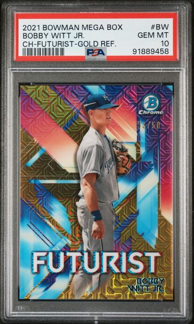 2021 Bowman BOWMAN MEGA BOX CHROME FUTURIST Gold Refractor #BW Bobby Witt Jr. front