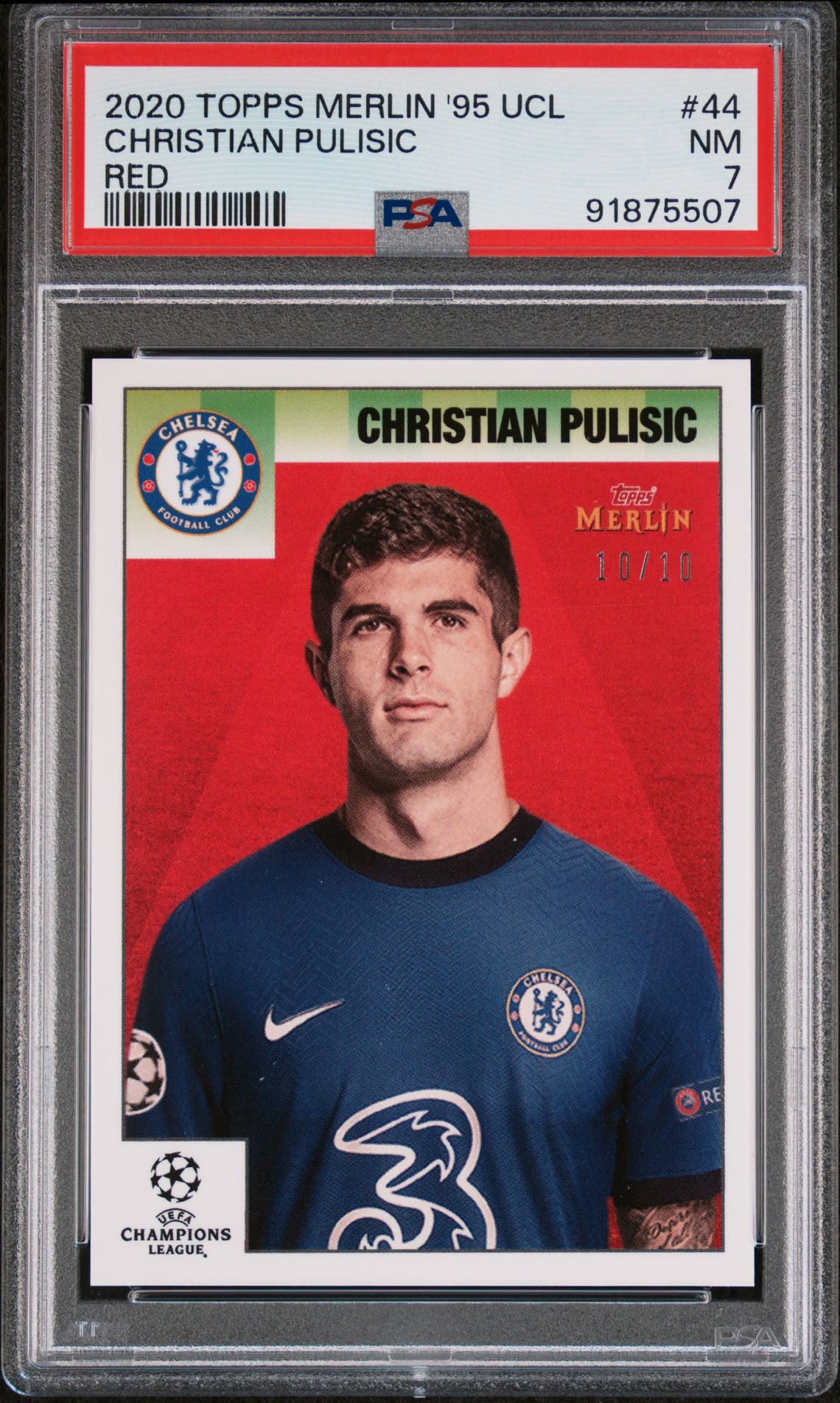 2020 Topps TOPPS MERLIN HERITAGE '95 UEFA CHAMPIONS LEAGUE RED #44 Christian Pulisic front