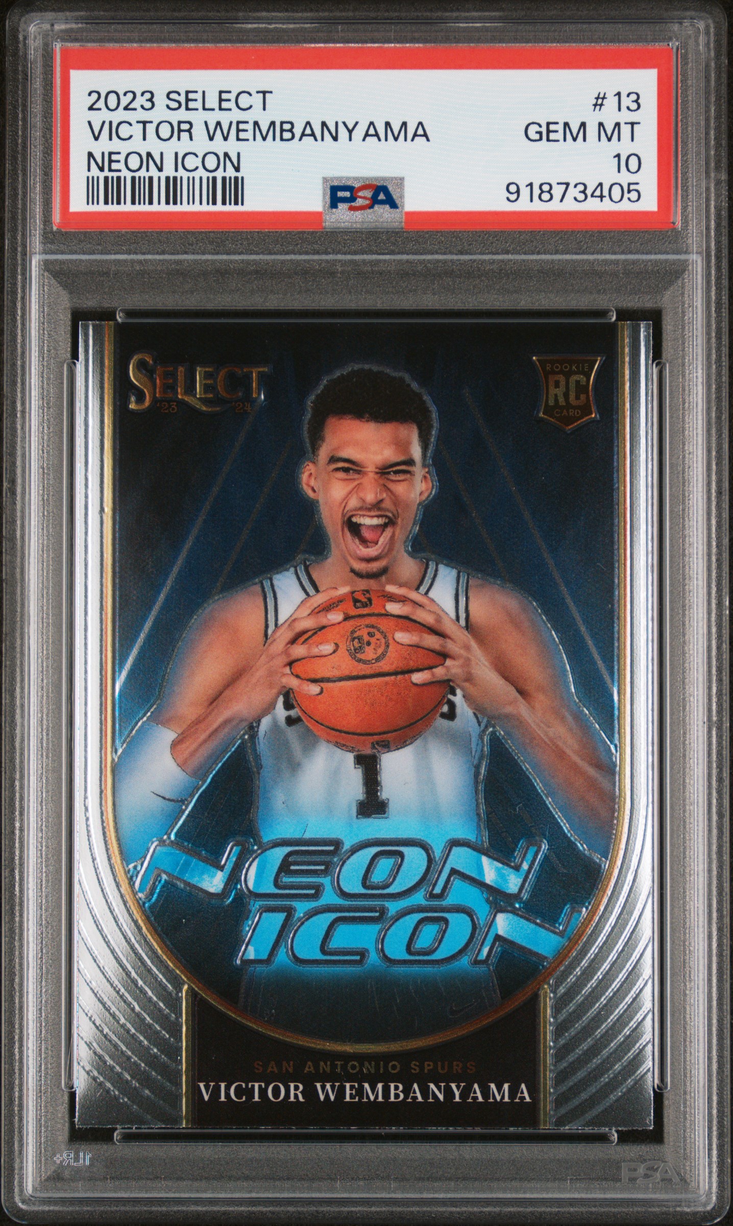 2023 Panini Select Neon Icon Victor Wembanyama #13 Gem Mt 10 front