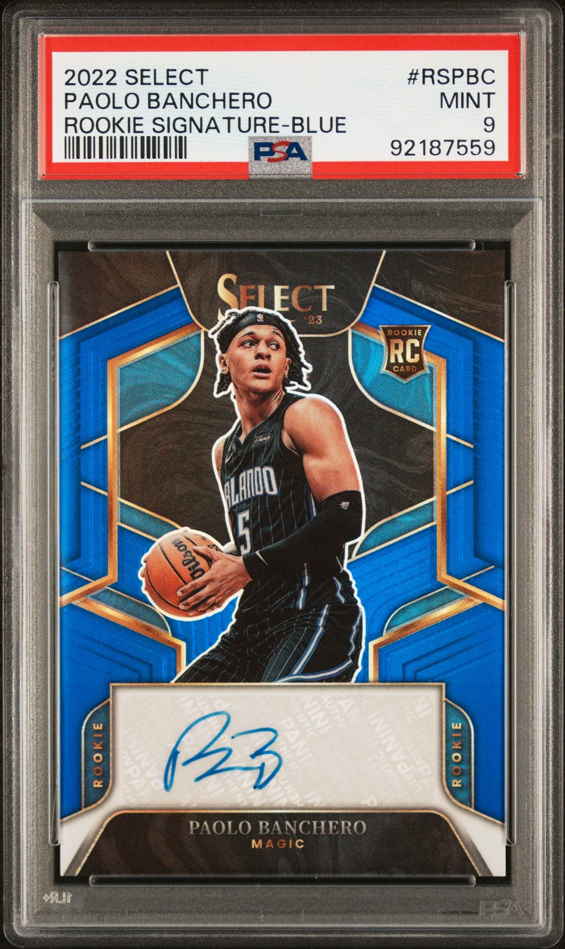 2022 Panini PANINI SELECT ROOKIE SIGNATURES BLUE #RSPBC Paolo Banchero front