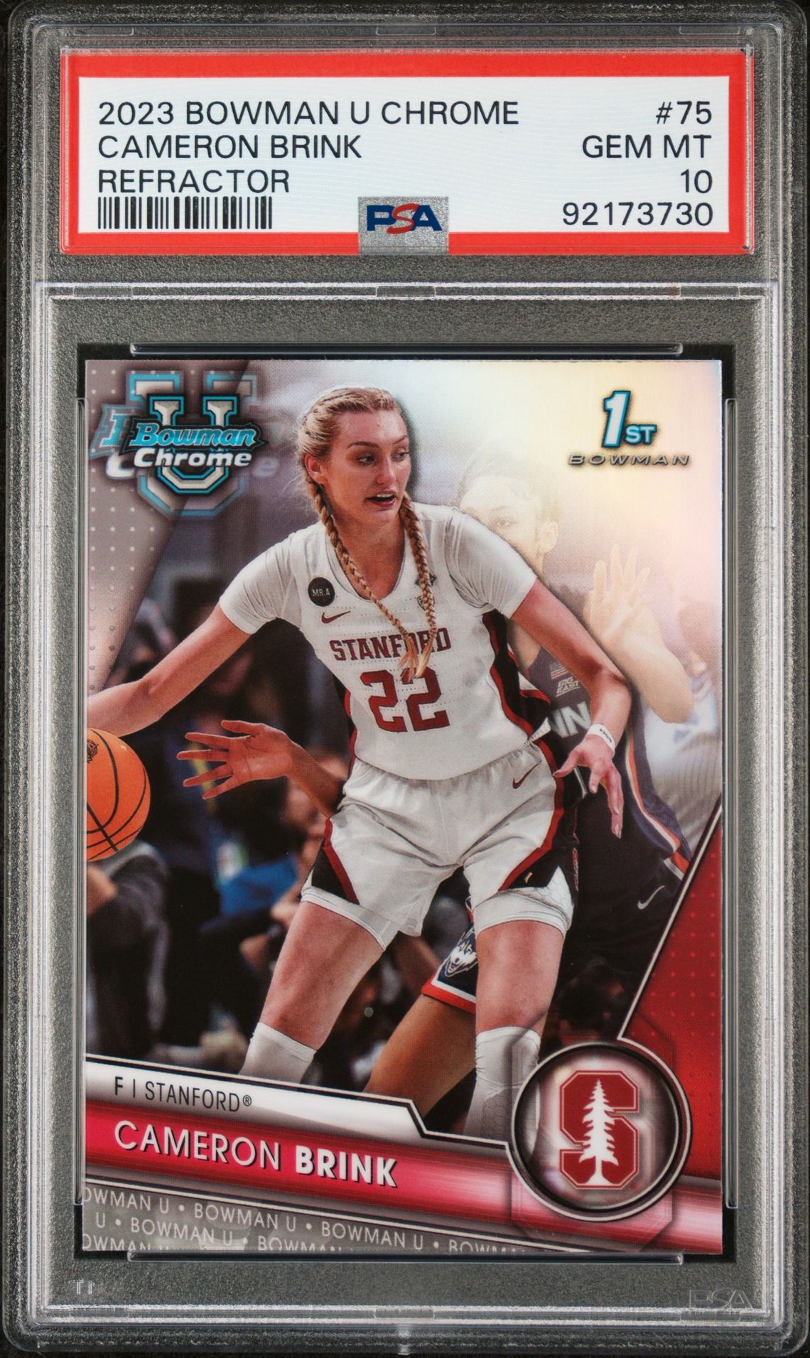 2023 Bowman BOWMAN UNIVERSITY CHROME REFRACTOR #75 Cameron Brink front