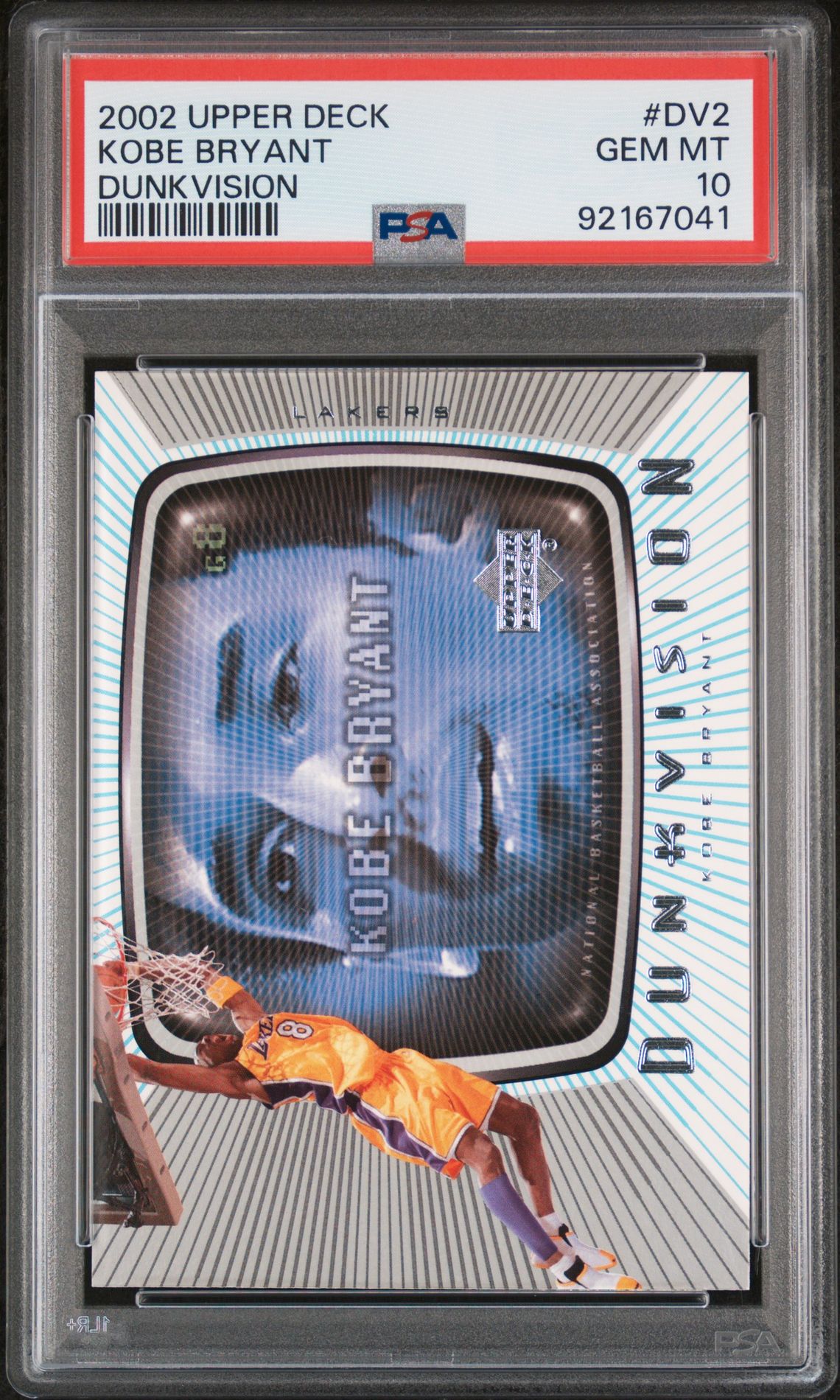 2002 Upper Deck Dunkvision Kobe Bryant #Dv2 (Dunkvision) Gem Mt 10 front