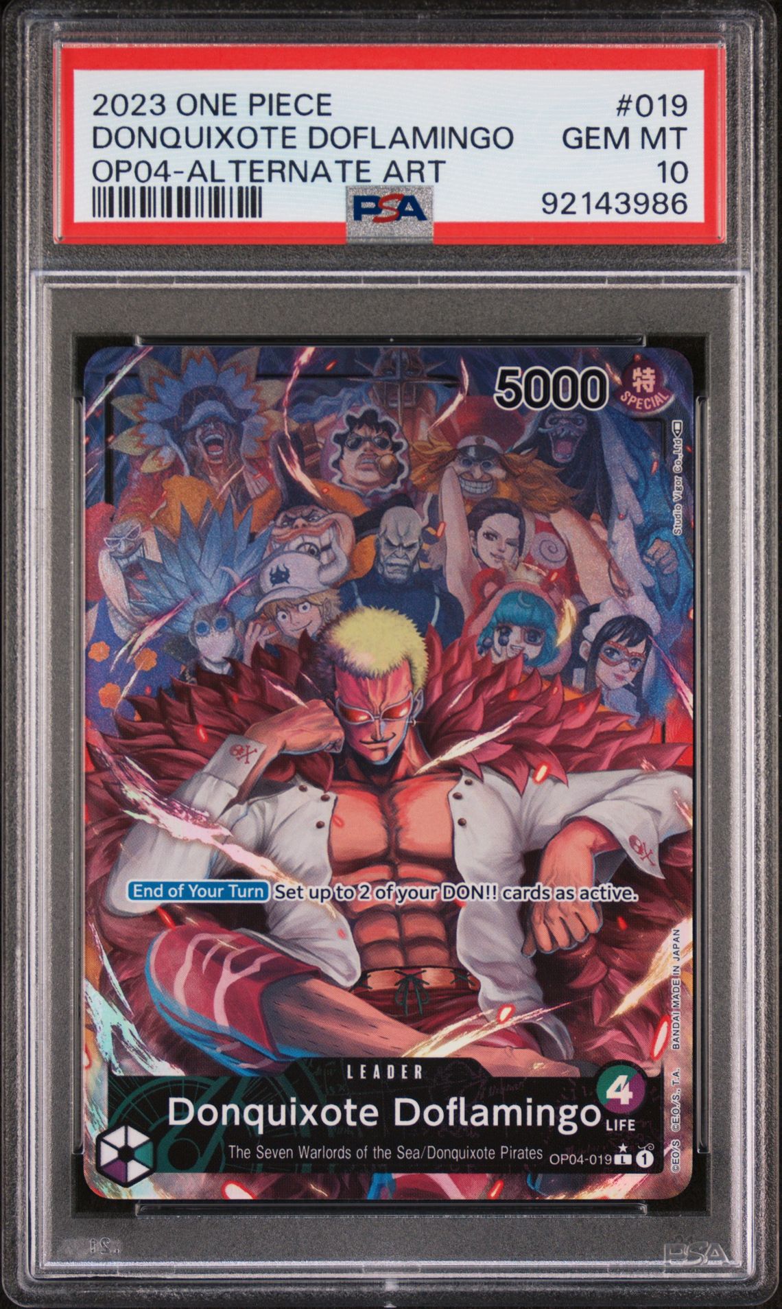 2023 One Piece ONE PIECE OP04-KINGDOMS OF INTRIGUE ALTERNATE ART #019 Donquixote Doflamingo front