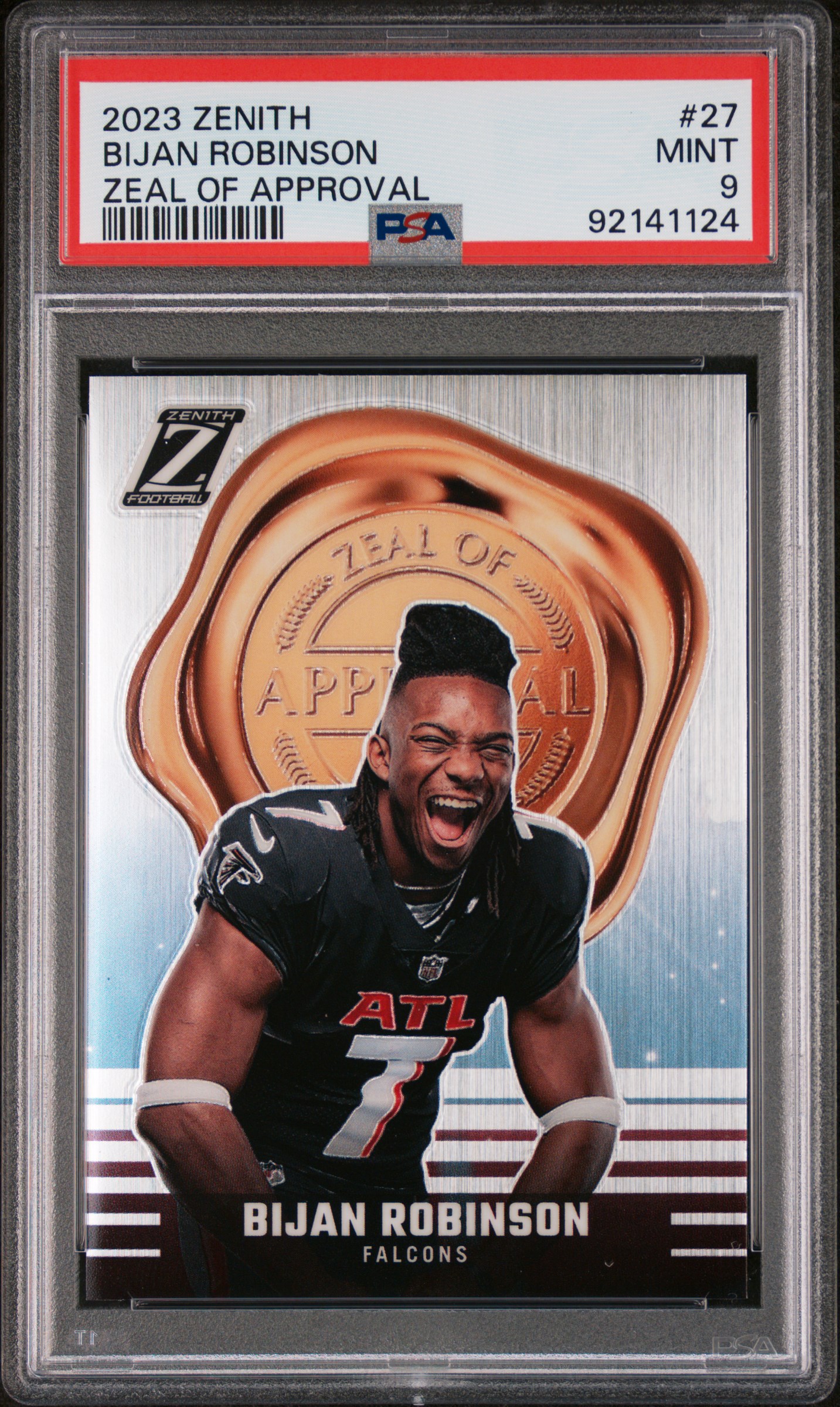 2023 Panini Zenith Zeal Of Approval Bijan Robinson #27 Mint 9 front