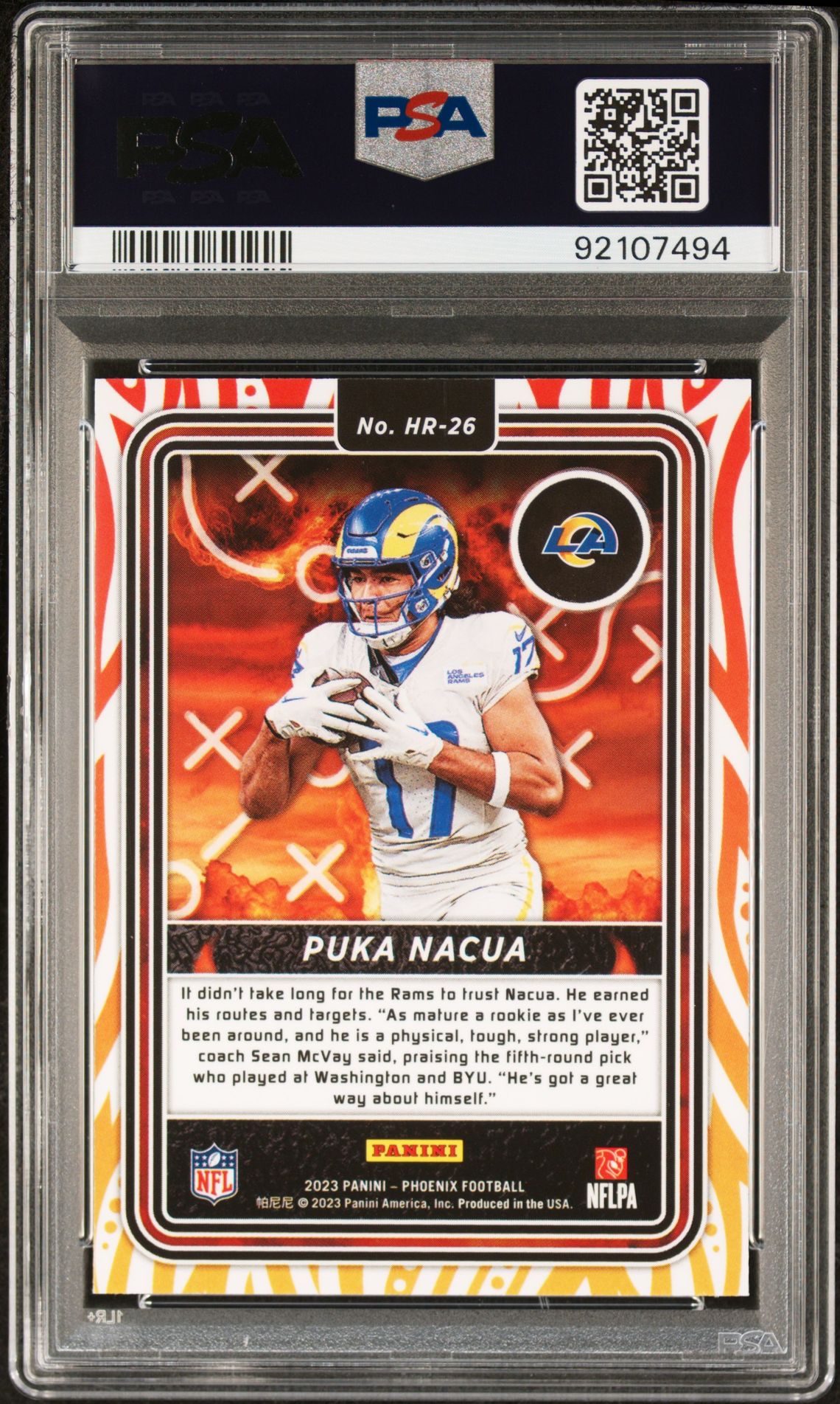 2023 Panini Phoenix Hot Routes Puka Nacua #Hr26 Mint 9 back