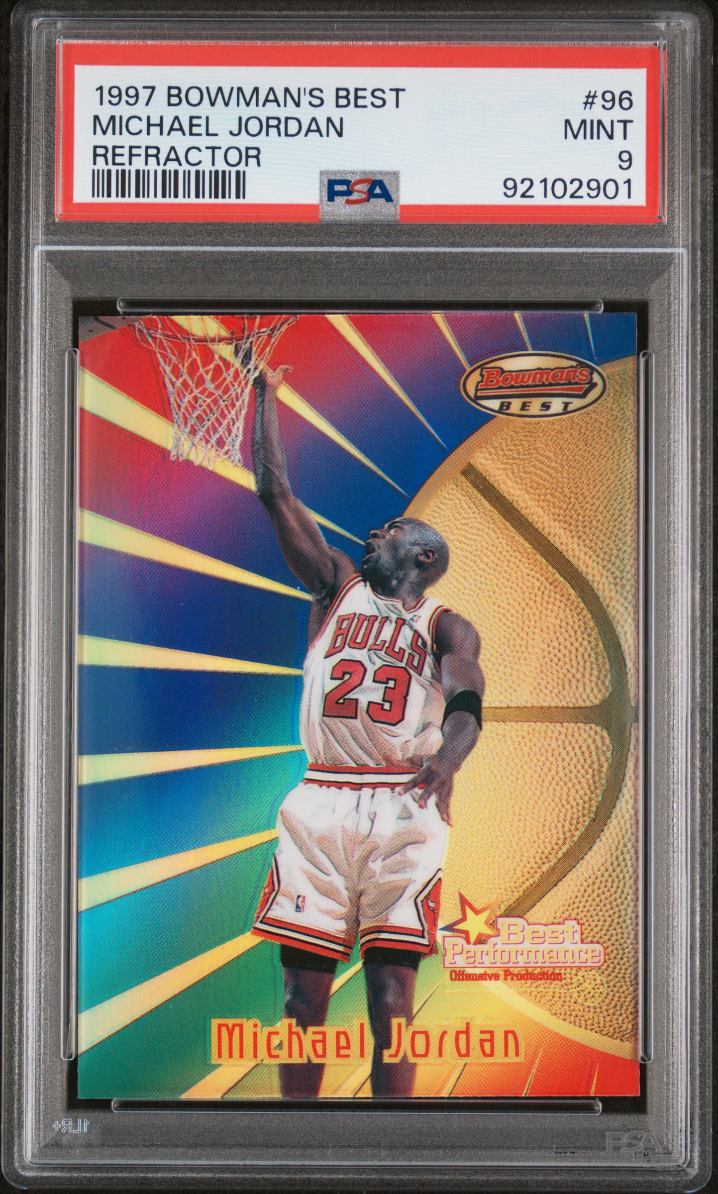 マイケルジョーダン 1997 Bowman's Refractor Gemmtcards's 1997 Bowman's Best Michael Jordan Refractor #96