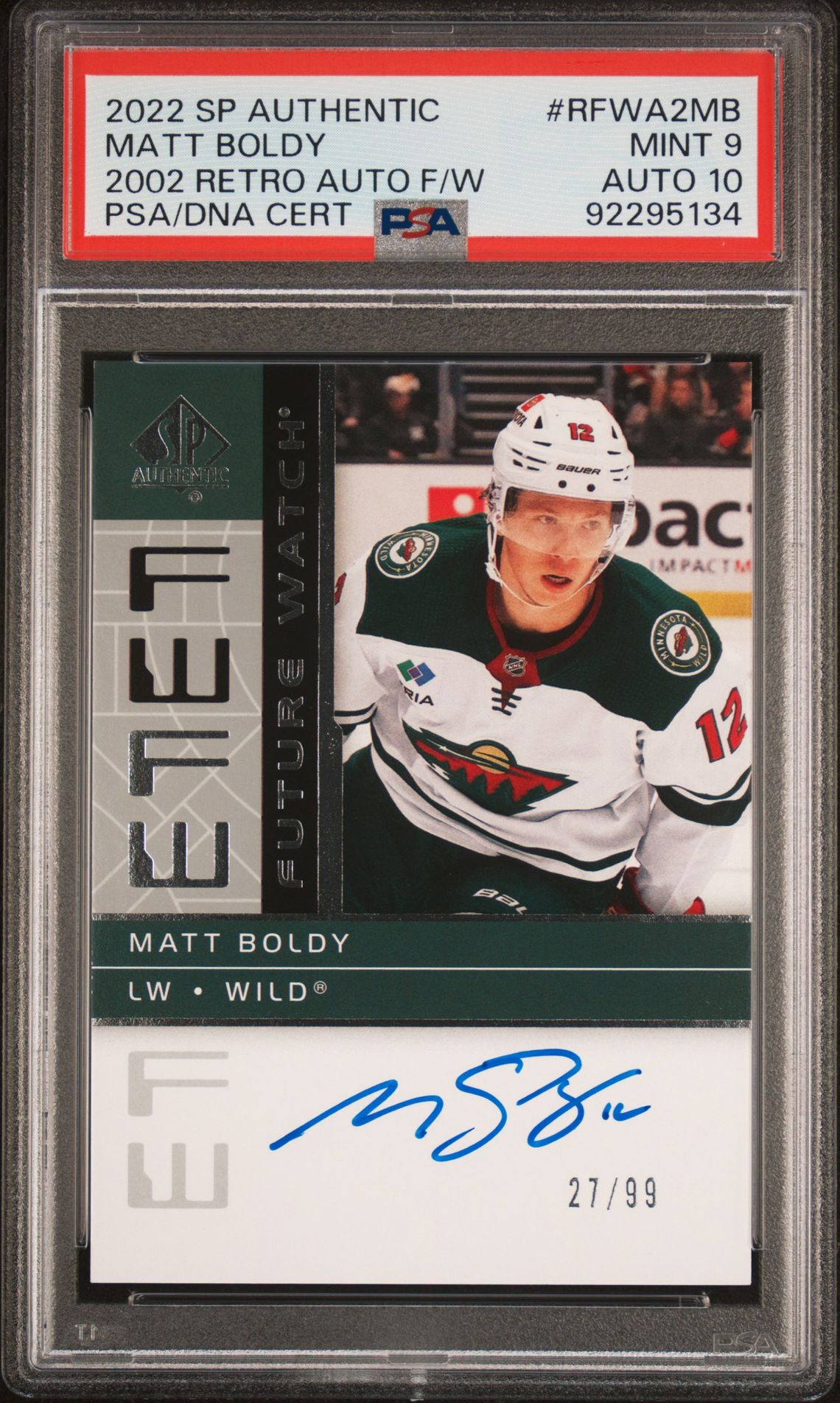 2022 SP AUTHENTIC 2002-2003 RETRO AUTOGRAPH FUTURE WATCH 2002 RETRO AUTO F/W #RFWA2MB Matthew Boldy front