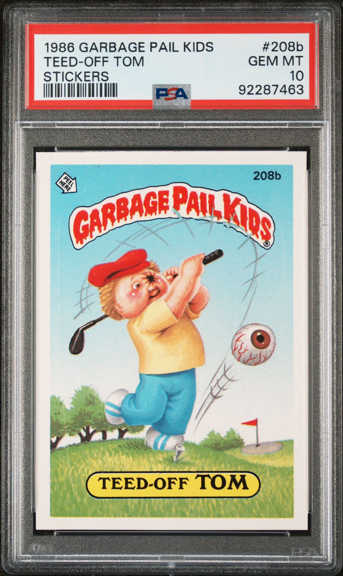 1986 Topps GARBAGE PAIL KIDS STICKERS #208B Teed-Off Tom front