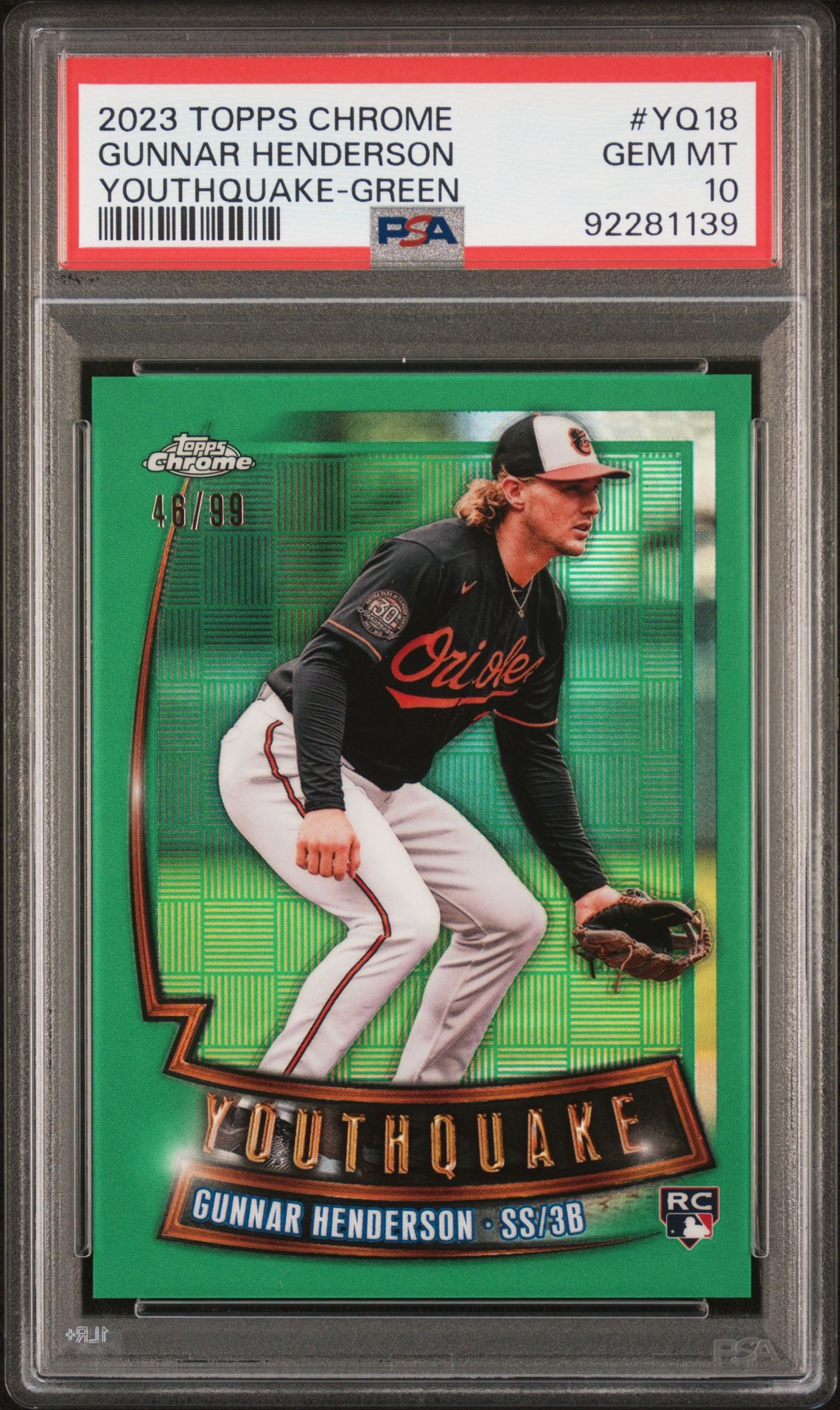 2023 Topps TOPPS CHROME YOUTHQUAKE GREEN REF #YQ18 Gunnar Henderson front