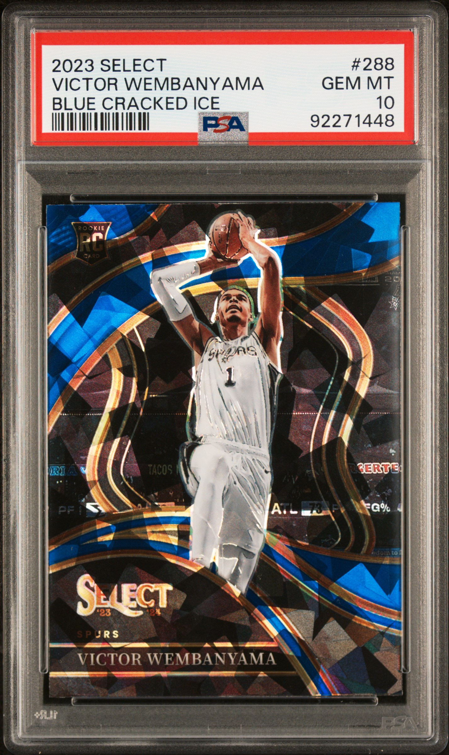 2023 Panini Select Victor Wembanyama #288 (Blue Cracked Ice) Gem Mt 10 front