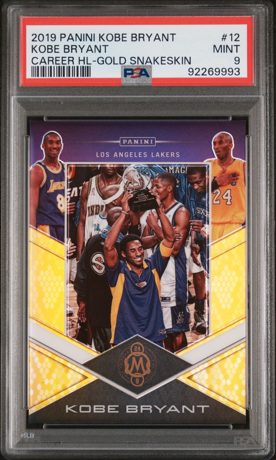 2019 Panini PANINI KOBE BRYANT CAREER HIGHLIGHTS CAREER HL-GOLD SNAKESKIN #12 Kobe Bryant front