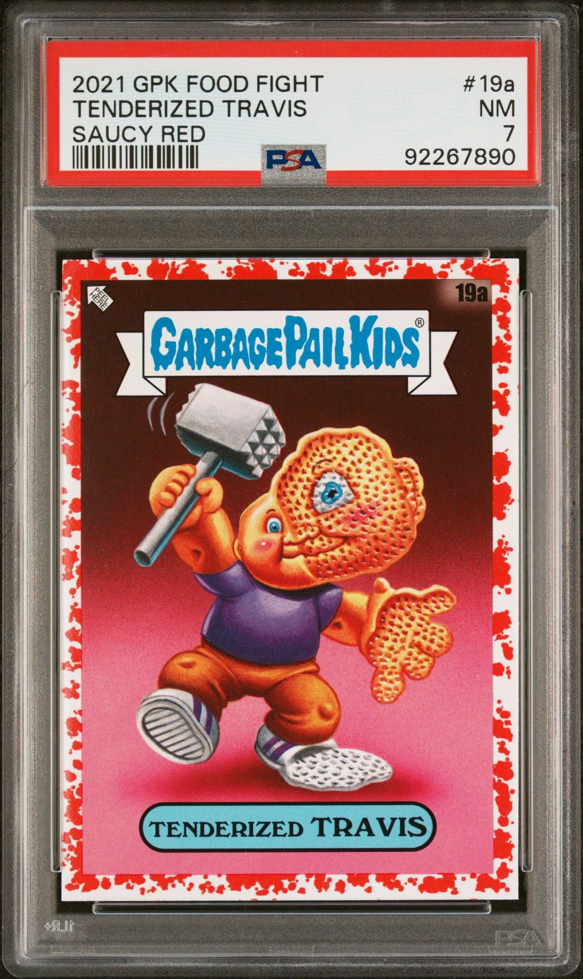 2021 Topps GARBAGE PAIL KIDS FOOD FIGHT SAUCY RED #19A Tenderized Travis front
