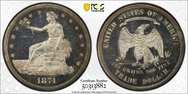 1874 T$1 PR63CAM